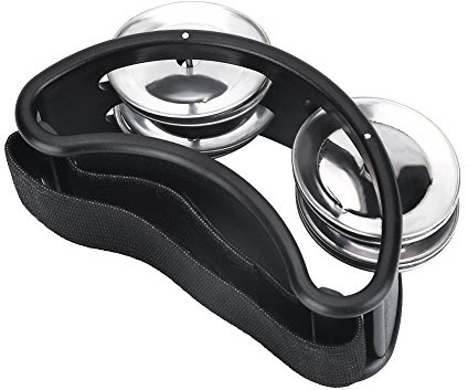 KIMISS Half Moon Foot Tamburin Percussion Instrument Metall Jingle Bell Zubehör für Akustik-Sets und Jam-Sessions (BLACK)