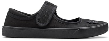 Clarks Girl's Hopper Go Ballet School Shoes, Black Fabric, 3 UK