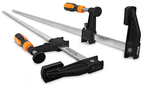 WEN 10236F2 Quick-Adjust 36-Inch Steel Bar Clamps with 2.5-Inch Throat and Micro-Adjustment Handle, Two Pack , Multicolor
