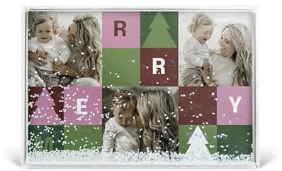 YourSurprise - Personalisierte Rechteckige Schneekugel mit Foto - Plexiglas mit Schneeflocken und Glitzereffekt (Schneekugel)