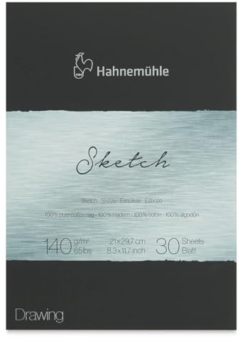 Hahnemühle The Collection Sketch, Skizzenblock aus 100% Baumwolle, 140 g/m², 30 Blatt, DIN A4