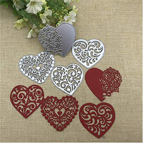 4-teiliges Set aus Metall-Stanzformen, Herz-Liebe, Spitzenschablonen für Bastelarbeiten, Scrapbooking, Alben, dekorative Prägepapier, Kartenherstellung