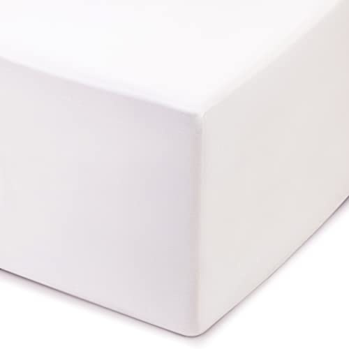 Amago - Drap Housser, 50 cm Bonnet, 100% Coton, 160 x 200 cm - Blanc