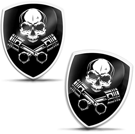 Biomar Labs 2 x Aufkleber 3D Gel Silikon Autoaufkleber Badge Moto Fahrrad Motorrad Biker Helm Stickers Auto Fenster Telefon Laptop PC Tablet Tür Emblem (Schädel Totenkopf KS 105)