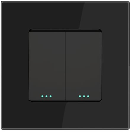 PULSAR Wechselschalter Doppelt Unterputz Schwarz Glas 1 Fach, Doppel Lichtschalter 86x86mm, Moderner Wippschalter Doppelschalter Wechsel Schalter