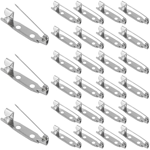 Bar Pins,Brooch Pin,LockingPins Back Bar Pin with Holes Brooch Pins Clasp | 25mm Secure backclasp with Back BarFastener for Jewelry Corsages Badges Making DIY Crafts,Stationary,Sewing,100pcs