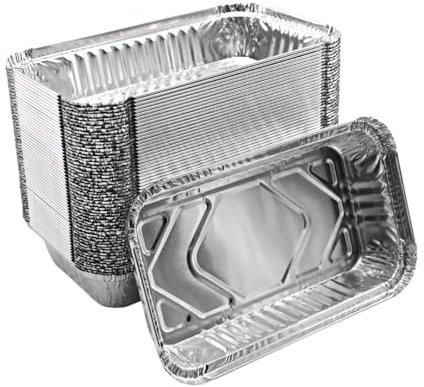 Enpack Aluschale R65-650L - 100 Stück Aluschalen Grill 20x10,5x5 cm - Wärmebehälter 650ml - Fettauffangschale als Grill Zubehör, Food Container, kleine Auflaufform - feuerfeste Alu Grillschale