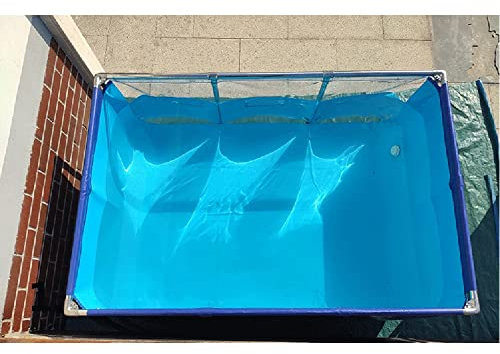 Pealihuy Laghetto per Piscina per Acquario, Grande Tela in PVC autoportante per Interni con Telaio in Acciaio, Rivestimenti Flessibili, laghetto per Allevamento per Koi, Pesci Rossi, Include valvola