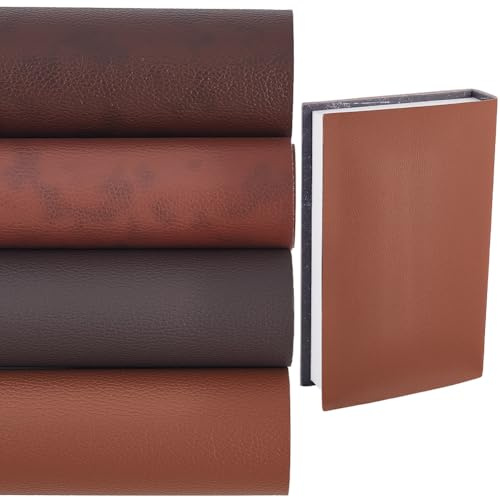 CRASPIRE 4 Colori 16.5 x 13.7 Pollice Tessuto in Finta Pelle per Rilegatura di Libri in Formato A4-A8 Superficie in PU Liscia Rivestimento in Poliuretano Base in Tessuto Non Tessuto Copertura