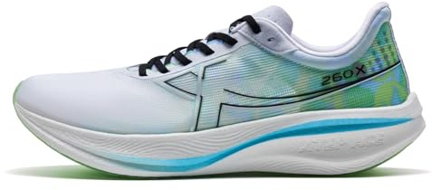 XTEP Men's 260X Running Shoes, Upgraded Marathon Running Shoes with 85% Cushioning, Racing Training, Lightweight Carbon Plate, Competition Running Shoes, Cushioned, Breathable, Non-Slip, White lawn