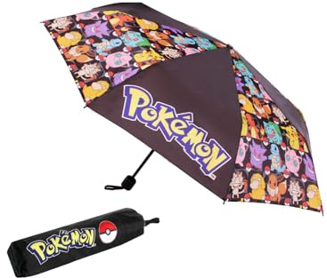 Pokémon Ombrello Pokemon per adulti, ragazzi e bambini, ombrello telescopico pieghevole, leggero, da viaggio, scuola, lavoro, idea regalo