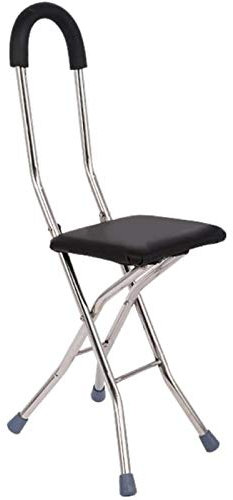 ZJFHEYUO Canne de Marche Pliante avec siège, Canne Pliante, Chaise à béquilles, Canne de Marche en Acier Inoxydable avec siège pour Personnes âgées, Personnes âgées handicapées, c