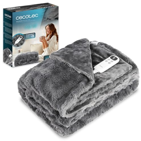 Cecotec Manta Eléctrica 180x130cm HeatConfort Noa (180 x 130). 115W, 10 Niveles de Temperatura Ajustables, Controlador LCD Extraíble, Temporizador con Apagado Automático, PTC+ Tecnología NTC