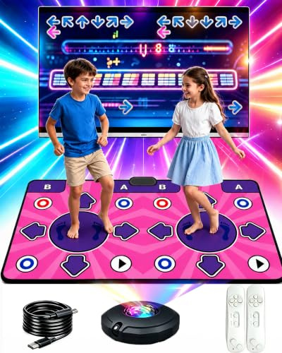 KIRJAUDU Tappetino da ballo interattivo per bambini, tappetino da ballo elettronico con telecamera AR, HDMI per TV, 100+ giochi, antiscivolo, tappetino sportivo fitness per bambini, ragazzi e famiglie