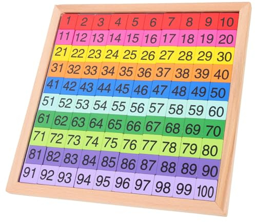 YARNOW Jeu Éducatif de Mathématiques Montessori en Bois de Hêtre Tableau Numérique 1-100 Coloré pour Élèves de Première Année de Comptage Interactif pour Apprentissage et Développement