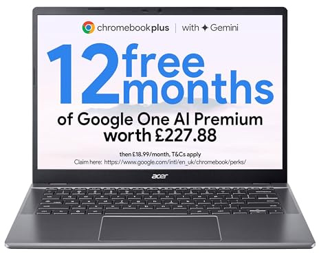 Acer ChromeBook Plus 514 CB514-5H-543X NX.JKAEK.004 Intel Core 5 120U 8GB RAM 512GB SSD 14 ChromeOS Laptop