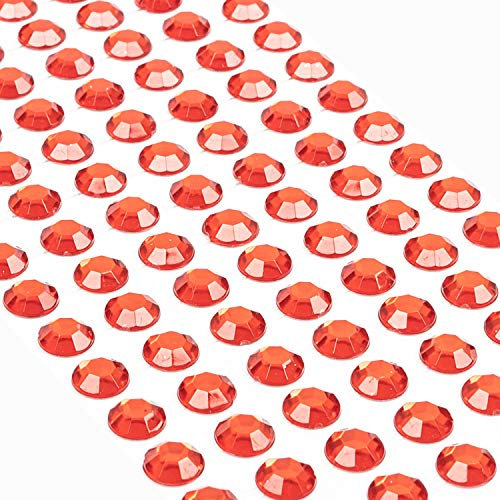 Movoja Rote Strasssteine - runde Glitzersteine 147 Stück 10 mm selbstklebend zum Verzieren und Basteln | Schmucksteine zum aufkleben | Steinchen Dekosteine Bastelsteine Rot