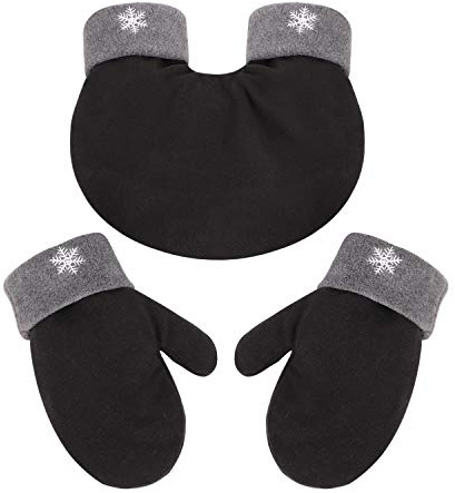 Moonlove Lovers' Hand-in-hand Gloves Double Layer Thick Christmas Gloves for Couples Women Men Winter Mittens Valentine's Gift for Girlfriend Boyfriend, Black
