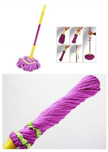 Trade Shop - SCOPA MOCIO AUTO-STRIZZANTE 130X9X9CM ROTANTE STRIZZA IN MICROFIBRA LAVA PAVIMENTI -