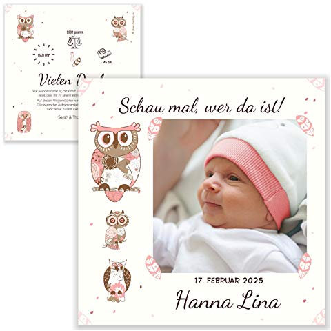 Unser-Festtag Schau mal wer da ist Dankeskarte Geburt Baby Danke Karten schick ausgefallen, mit Foto und Ihrem Wunschtext - 40 Karten