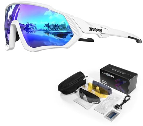 KAPVOE Occhiali da Ciclismo con 5 Lenti Intercambiabili, UV400 TR90 per Uomo Donna, MTB Strada
