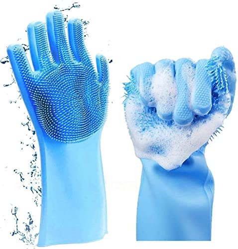 Louis Donné Wash Gloves, Silicone Dishwasher, Reusable Wash Gloves Cleaning Brush Heat Resistant Cleaning Tool Great for Kitchen Clean, Household Kitchen, ​Pet Grooming