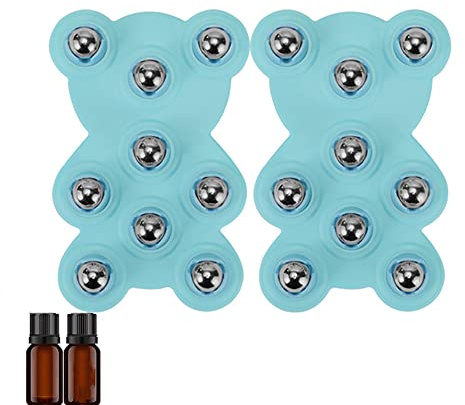 2St Roller Ball Body Massage Handske Nio Bead Massager Med Eterisk Olja Smärtlindring Relax Massager Dredging Gnuggning Belly Calf Belly,Blue,Steel Ball