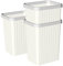 Cetomo 8.2L*3 Plastic Waste Paper Bin, Trash Can, Small Bins, Bedroom Bin, Square Waste Basket with Rim Lid and Solid Stripe for Kitchen Rooms, Nesting, Matte, Frosted, Minimalist, White, 8.2L(3 Pack)