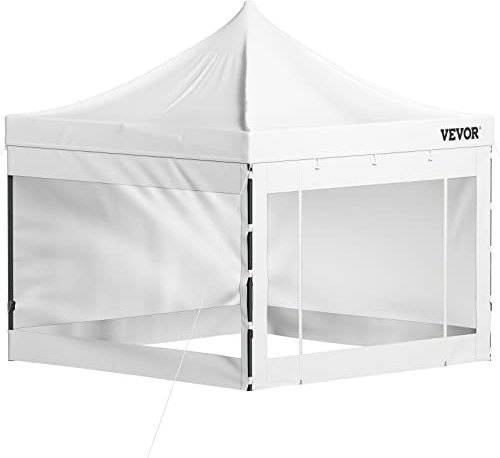 VEVOR Gazebo Pop-up da Giardino Esterno Pieghevole con Pannelli Laterali 3 x 3m Altezza Regolabile, Tenda Gazebo Pop-up da Giardino per Evento Festa Mercato da Esterno con Borsa da Trasporto 26,5 kg