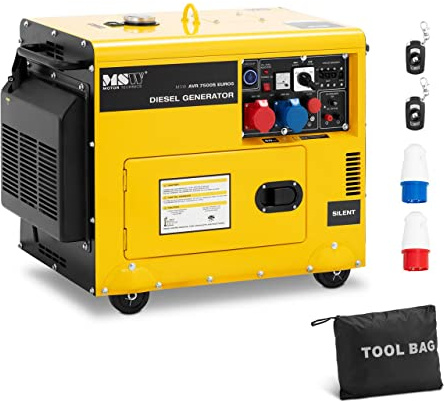 MSW MSW-AVR 7500S EURO5 Groupe électrogène diesel 7500 W 16 L 230/400 V mobile AVR Euro 5 Groupe électrogène Groupe electrogene diesel