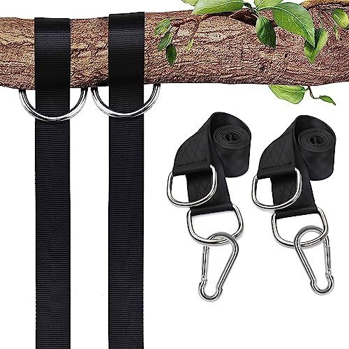 Taeku Schaukel Befestigung für Baum, 2er Set Hängematten Befestigung Outdoor aus Reißfestem 1000D Polyester, Baumschaukel Aufhängung mit 2 Karabinern für Hängesessel, Schaukel & Hängematte (150 cm)