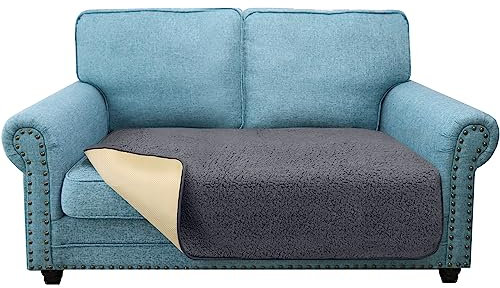 Granbest Super Soft Dicke Loveseat Sofa Kissenbezüge, rutschfeste Sitzbezüge für 2-Sitzer Sofa, Couch Kissenbezug für Haustiere (2-Sitzer, Grau)