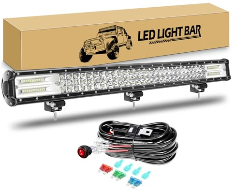 RIGIDON Barra Led 71 cm 28 396W Luz 4x4 Coche con 12V Cableado Kit | 6000K Blanco, IP67 Impermeable, Largo Alcance Barra Luminosas Led para 4x4 Coche Offroad Camión SUV ATV UTV Todoterreno Barco