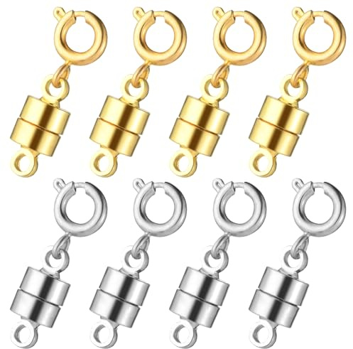 Mabor 8Pcs Magnetic Necklace Clasps Magnetic Necklace Fasteners Jewellery Bracelet Clasps and Closures Magnet Jewelry Connector for Necklaces Jewelry Accessories