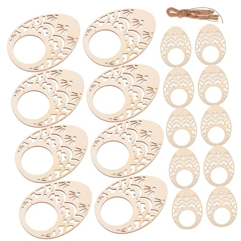 LIFKOME 20 Stück Holz Serviettenringe Eierform Ostermotiv Tischdeko Frühling Hochzeiten Party