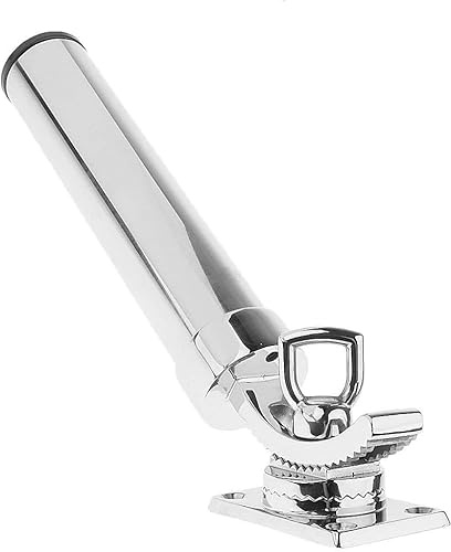 Gokelomg Porte-canne pour bateau de pêche réglable, support de canne à pêche pour bateau, support à 360° pour bateaux, kayaks, etc., argent, acier inoxydable, pince