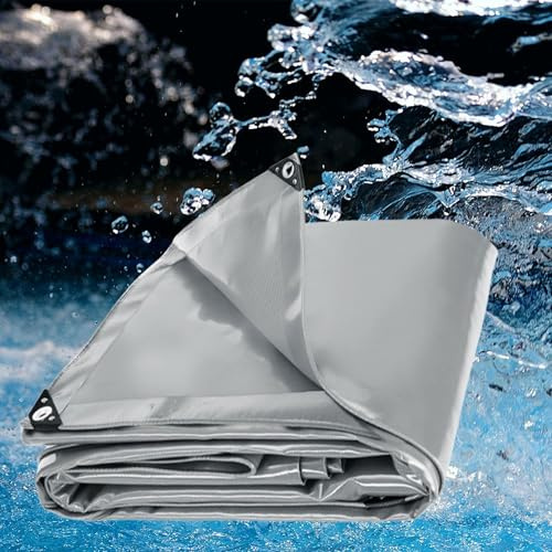 LDQBF Plane mit ösen, 1.5x2.5m 520g/m² PVC tarp Wasserdicht Abdeckplane seitenteile pavillon Plane für Außenbereich Gartenmöbel für Draußen Zelt Planen Garten Grau