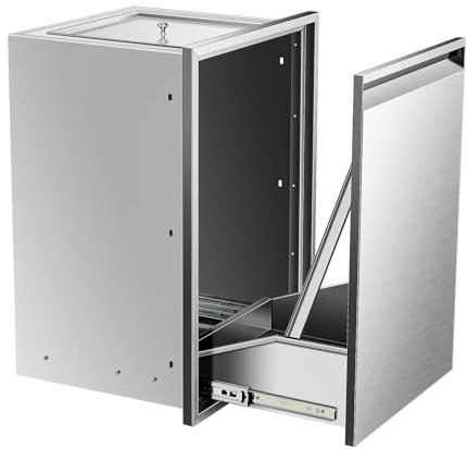 Tiroir à poubelle coulissant 20 L x 27 H x 24 P Rails coulissants en acier inoxydable Tiroir de rangement coulissant avec poignée pour poubelle Ajoute un rangement pratique dans la cuisine extérie