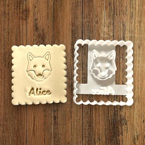 ELACE Emporte Pièce Loup à personnaliser avec prénom - Moule Biscuit Emporte Piece Enfant pour Biscuits, Gâteaux- Idéal pour Cadeau, Enfants Dimension 7.3x6.5x1.5cm