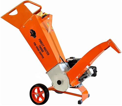 Forest Master FM9DDES Professional Wood Chipper with Mulcher Accessory Kit – 9HP Petrol Engine, Electric Start, Chips Branches up to 75mm (3”), Twin Reversible Blades, Direct Drive for Low Maintenance
