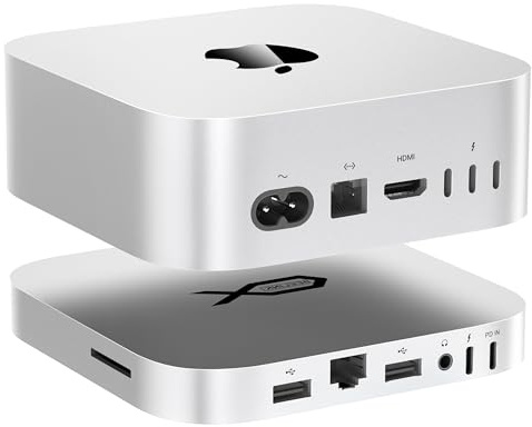 Base para Mac mini M4, estación de acoplamiento Beelink Mate Mini-A de 80 Gbps, 2 ranuras SSD M.2 PCIex2, expansión máxima de 16 TB, ranura para tarjeta SD4.0, LAN de 2.5 G, puerto USB C PD3.0 de 15 W