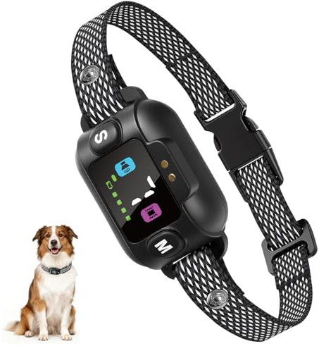 Collare Antiabbaio per Cani - Suono/Vibrazione/Suono e Vibrazione, 1-7 Livelli Sensibilità, Rilevamento Intelligente dei Guaiti, Ricaricabile, Impermeabile IP67, per Cani Piccoli e Grandi
