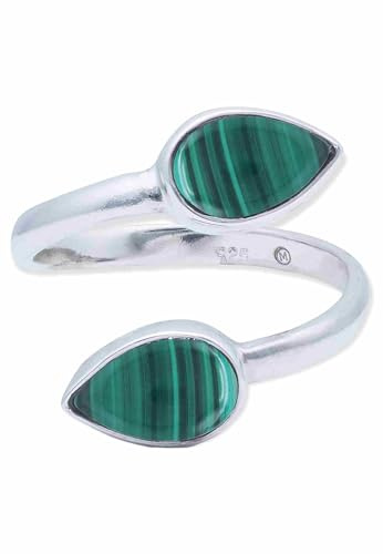mantraroma Ring 925 Silber DALIMI - größenverstellbar mit Edelstein