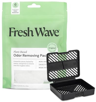 Fresh Wave Original Odor Eliminating & Deodorizing Packs - Bag of 6 & Fresh Pod Case - Safer Odor Relief for Small Spaces, Natural Plant-Based Odor Eliminator, Odor Absorbers for Home