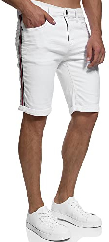 Indicode Hommes Fife Jeans Shorts | Pantalon Court en Jean à 5 Poches Offwhite S