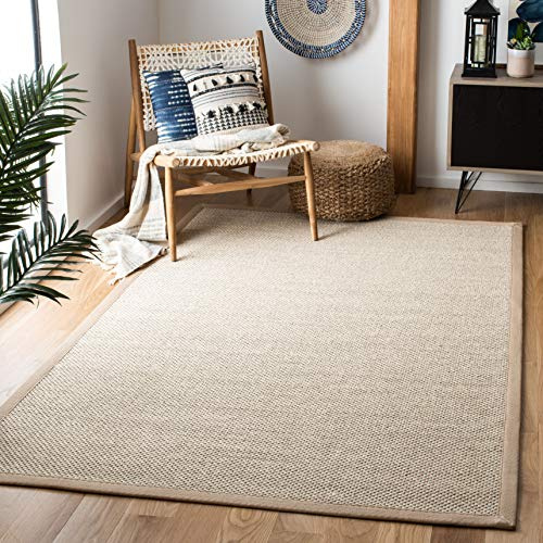Safavieh Alfombra De Fibra Natural Sala de Estar, Comedor, Dormitorio - Natural Fiber Collection, Pelo Corto, Natural, 91 x 91 cm
