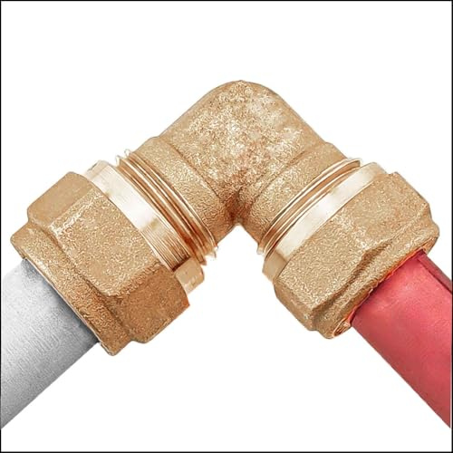 MegaHaustechnik Winkelverschraubung Adapter Kupplung für Mehrschichtverbundrohr 20x2 mm (AußenØ x Wandstärke) auf Kupferrohr 22mm AußenØ, Schraubfitting aus Messing Trinkwasser geeignet