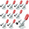 Xllent 10er set GH-201A Kniehebelspanner, Toggle Clamp für Schweißen/Maschinenbetrieb/Zimmerei, 198Lbs Fassungsvermögen, Silber, Rot