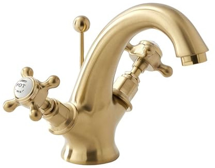 Milano Elizabeth Mono Basin Mixer Tap Crosshead Handles - Brushed Brass