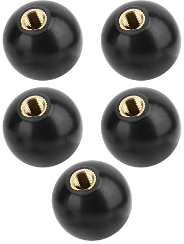 Pwshymi 5Pcs Black Round Ball Lever Knob M10*35 Machine Tool Replacement,for All Machine Tools,Embedded with M10 Female Thread Copper Nut